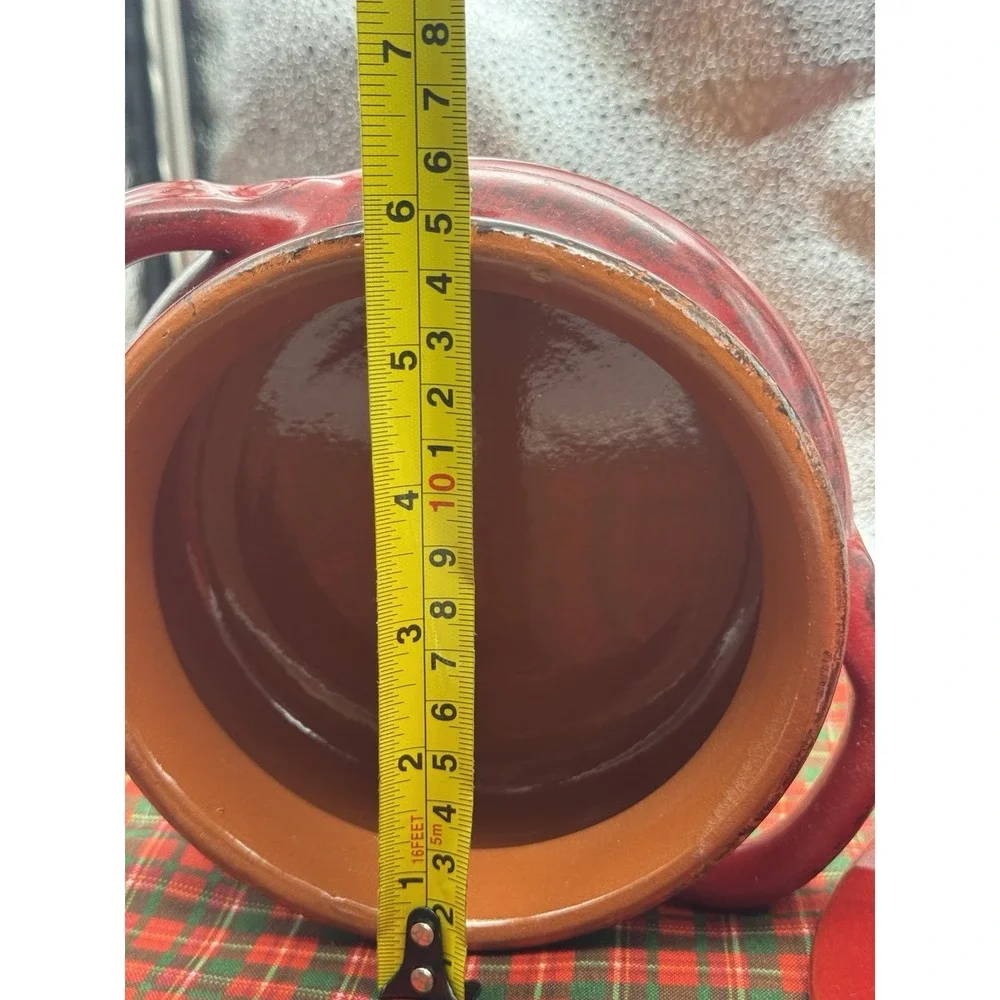 DE SILVA 6 RED‎ Casserole Baking Dish Lid Handles Ceramic Italian Terracotta VTG